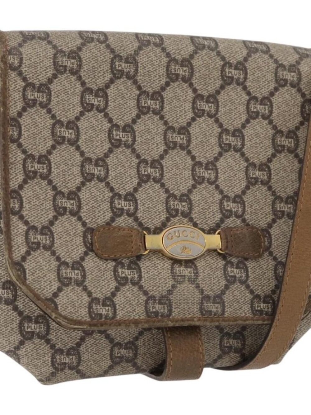 GUCCI GG Plus Supreme Shoulder Bag PVC Beige Gold Auth ka3753 - Picture 1 of 16